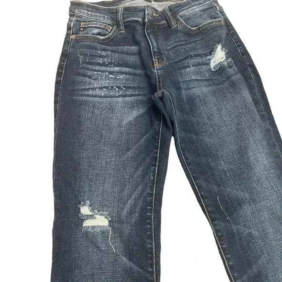 Judy Blue Skinny Fit JB82104DK Dark Wash Light Distressed Jeans Womens size 7/28 - Picture 4 of 16